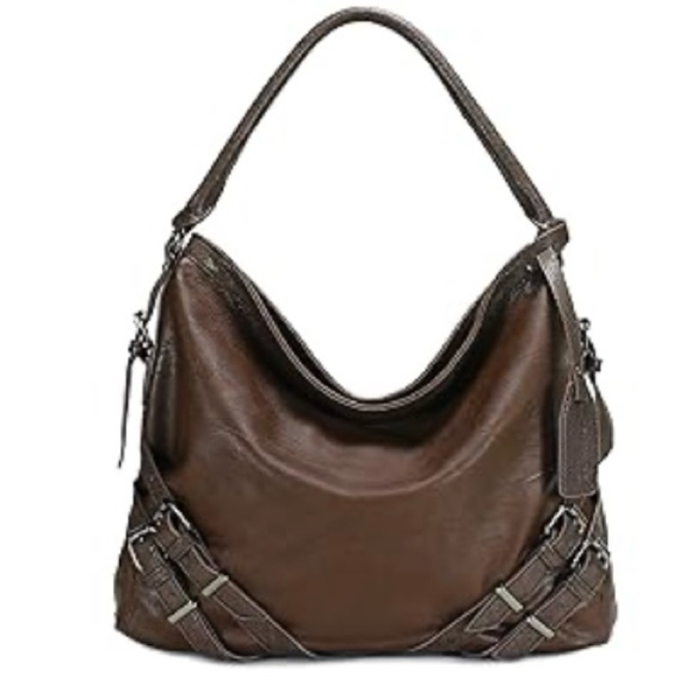 Beauty Brown Faux Leather Zip Closure Front Buckle Detail Crossbody Bag/Purse🤎